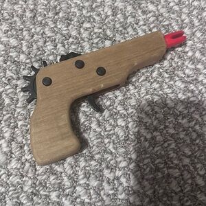 Wooden Toy Rubber band launcher tool